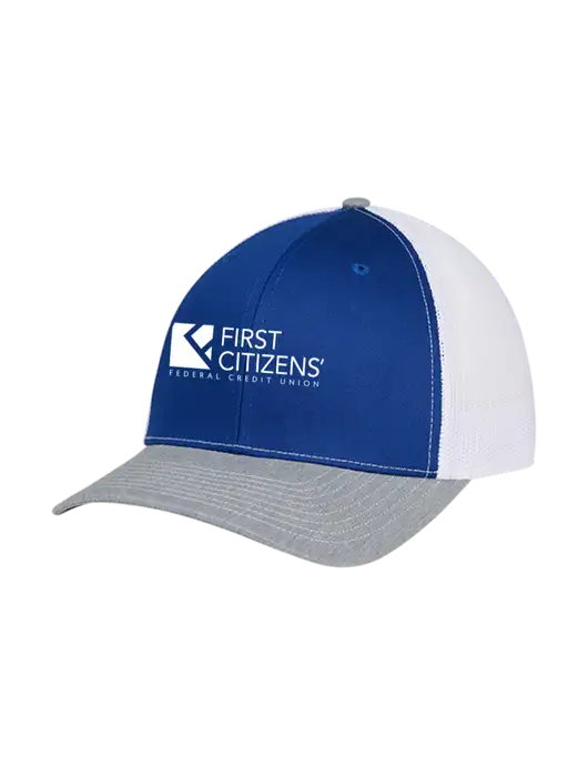 Richardson Adjustable Snapback Original 112 Trucker Cap Royal/HeatherGrey/White Mesh w/First Citizens' Logo