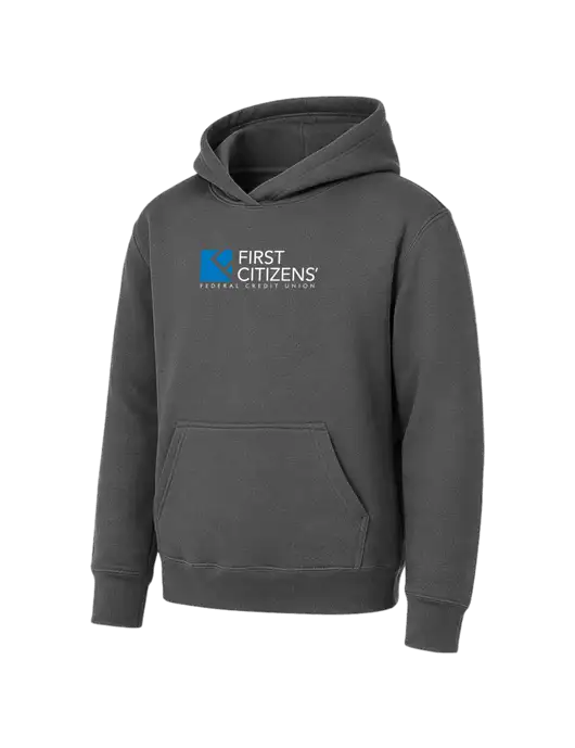 Youth Charcoal 7.8 oz Pullover Hooded Sweatshirt w/First Citizens' Logo