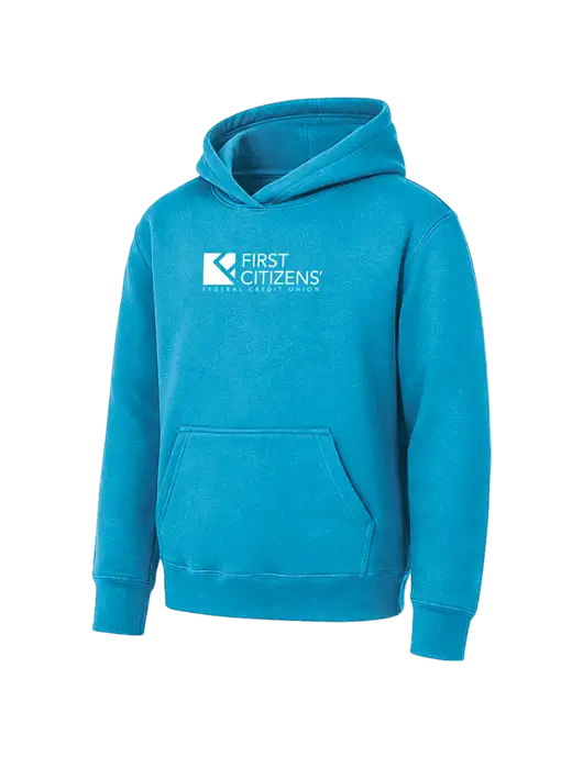 Youth Sapphire 7.8 oz Pullover Hooded Sweatshirt w/First Citizens' Logo