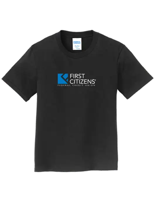 Youth Ring Spun Jet Black 4.5 oz T-Shirt w/First Citizens' Logo