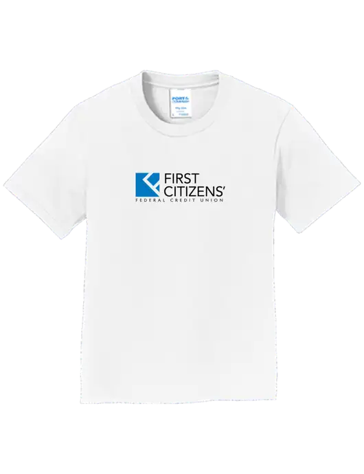 Youth Ring Spun White 4.5 oz T-Shirt w/First Citizens' Logo