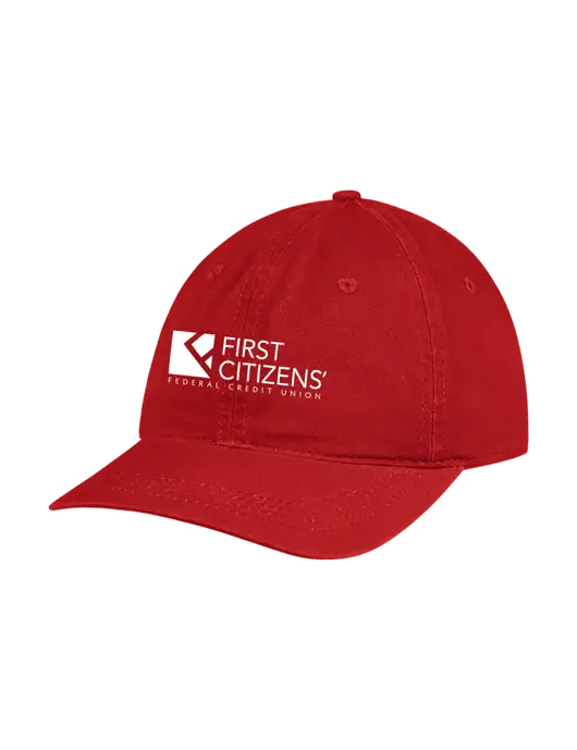 Garment Washed Unstructured Twill Red Cap w/First Citizens' Logo
