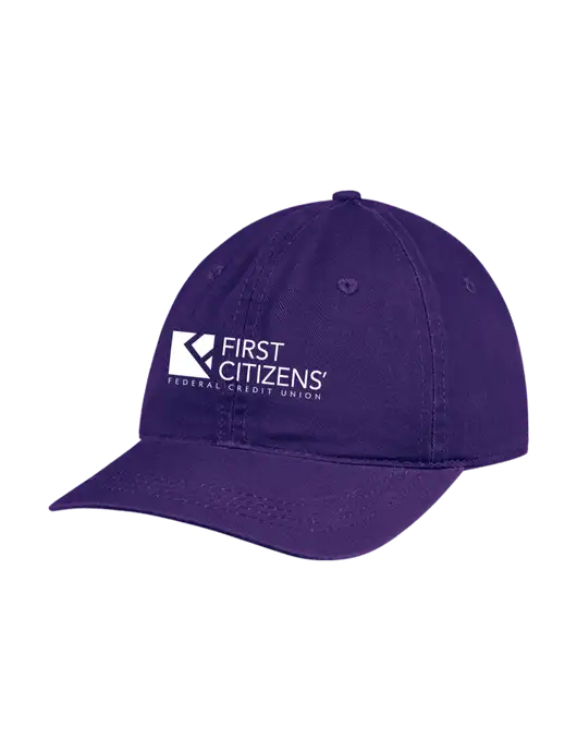 Garment Washed Unstructured Twill Purple Cap w/First Citizens' Logo