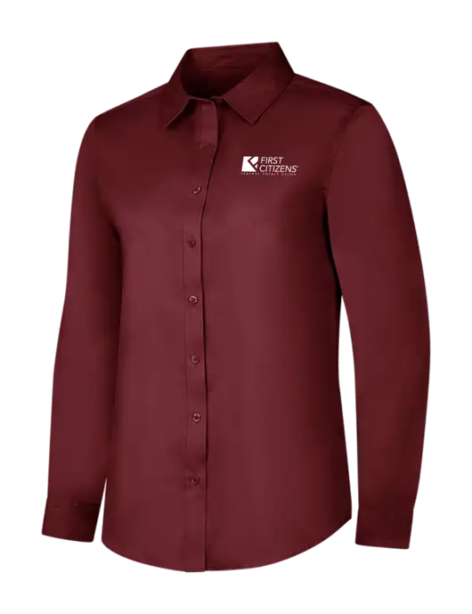 Maroon Womens Long Sleeve Superpro React Twill Shirt w/First Citizens' Logo