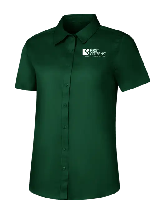 Womens Dark Green Short Sleeve Superpro React Twill Shirt w/First Citizens' Logo