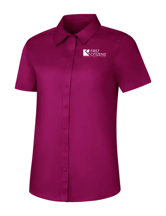 Womens Dark Fucia Short Sleeve Superpro React Twill Shirt w/First Citizens' Logo
