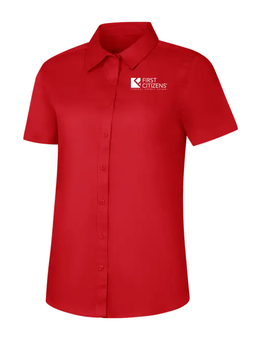 Womens Red Short Sleeve Superpro React Twill Shirt w/First Citizens' Logo