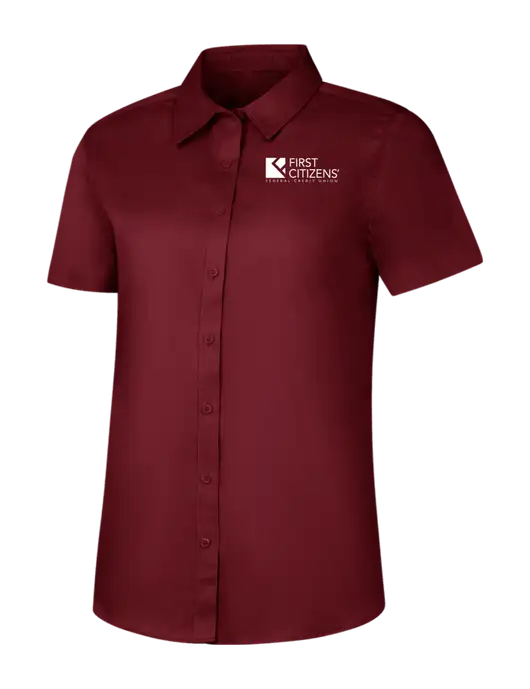 Womens Maroon Short Sleeve Superpro React Twill Shirt w/First Citizens' Logo