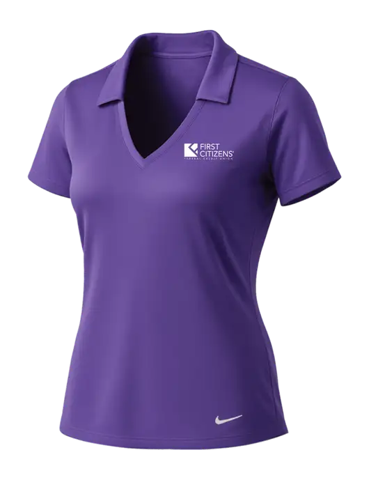 NIKE Purple Womens Dri-Fit Vertical Mesh Polo w/First Citizens' Logo