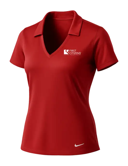 NIKE Red Womens Dri-Fit Vertical Mesh Polo w/First Citizens' Logo