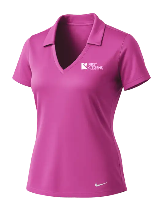 NIKE Pink Fire Womens Dri-Fit Vertical Mesh Polo w/First Citizens' Logo