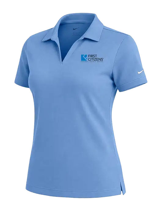 NIKE Carolina Blue Womens Dri-Fit Micro Pique Polo w/First Citizens' Logo