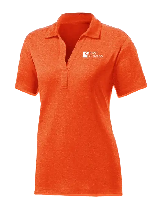 Womens Orange Heather Contender Polo w/First Citizens' Logo
