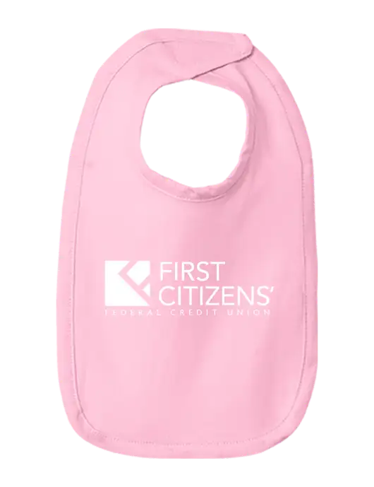 Rabbit Skins Pink Infant Premium Jersey Bib w/First Citizens' Logo