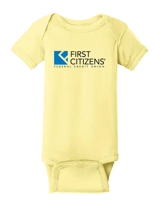 Rabbit Skins Banana Infant Short Sleeve Baby Rib Bodysuit w/First Citizens' Logo