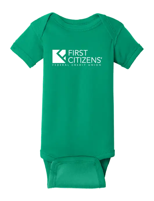 Rabbit Skins Kelly Infant Short Sleeve Baby Rib Bodysuit w/First Citizens' Logo