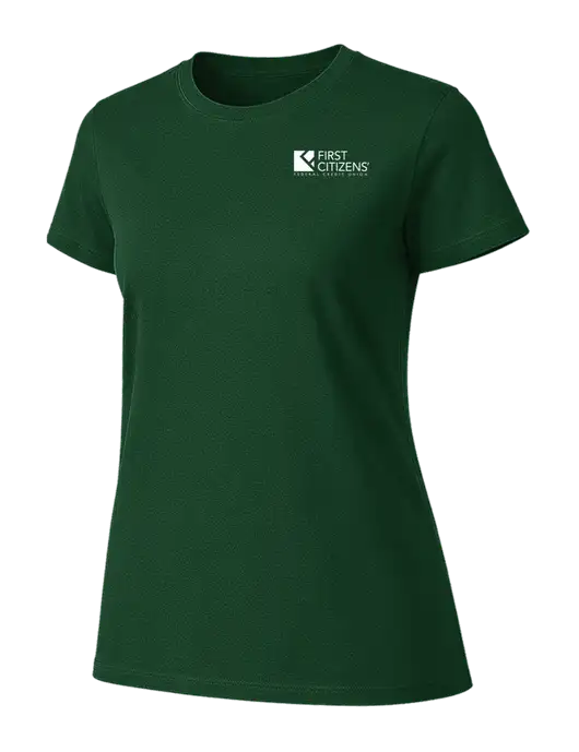 Womens Ring Spun Forest Green 4.5 oz T-Shirt w/First Citizens' Logo