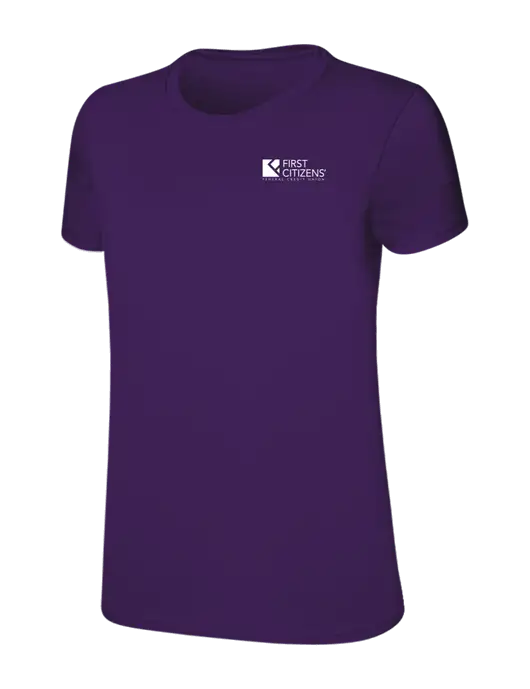 Womens Ring Spun Purple 4.5 oz T-Shirt w/First Citizens' Logo