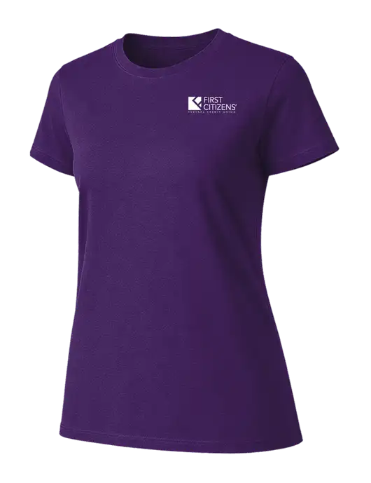 Womens Ring Spun Purple 4.5 oz T-Shirt w/First Citizens' Logo
