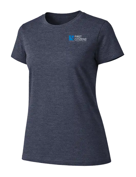 Womens Ring Spun Heather Navy 4.5 oz T-Shirt w/First Citizens' Logo