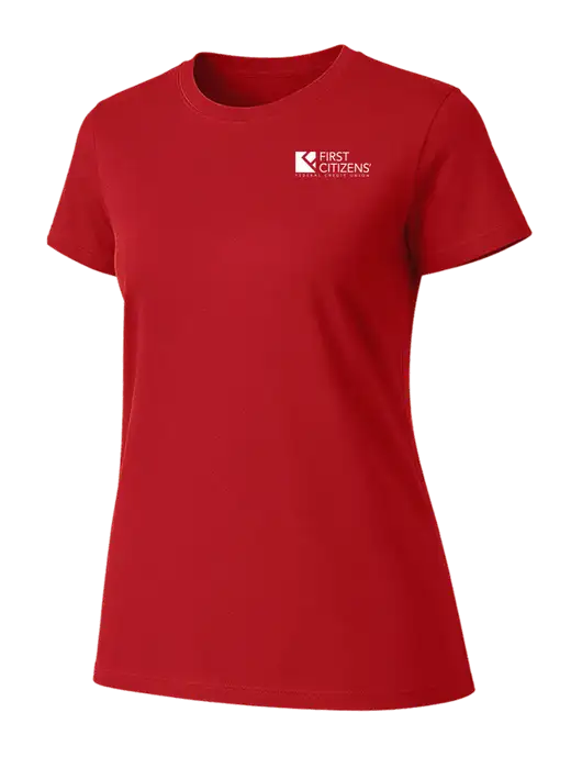 Womens Ring Spun Bright Red 4.5 oz T-Shirt w/First Citizens' Logo