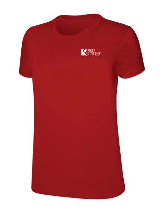 Womens Ring Spun Bright Red 4.5 oz T-Shirt w/First Citizens' Logo
