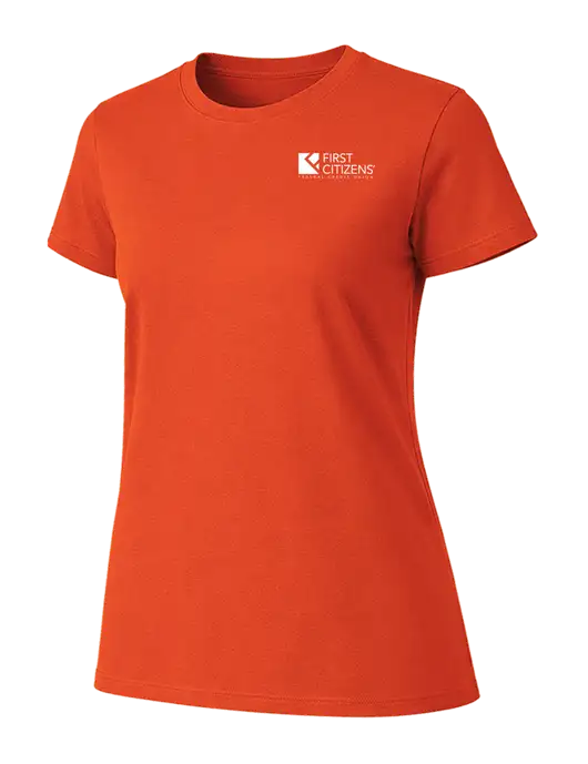 Womens Ring Spun Orange 4.5 oz T-Shirt w/First Citizens' Logo