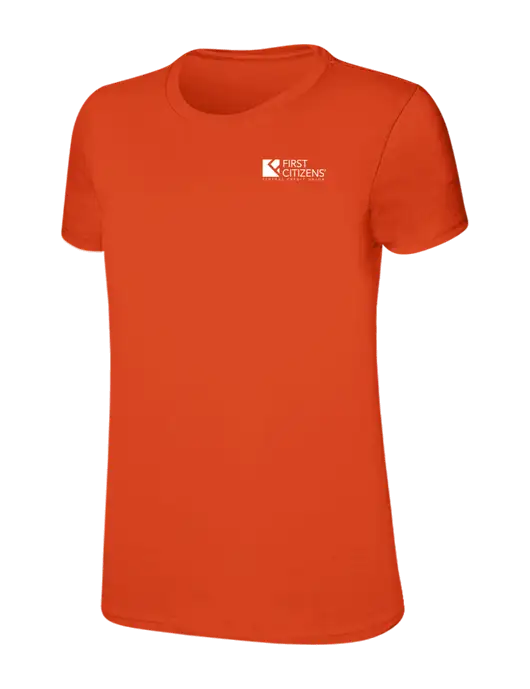 Womens Ring Spun Orange 4.5 oz T-Shirt w/First Citizens' Logo