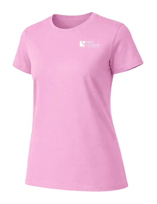 Womens Ring Spun Candy Pink 4.5 oz T-Shirt w/First Citizens' Logo