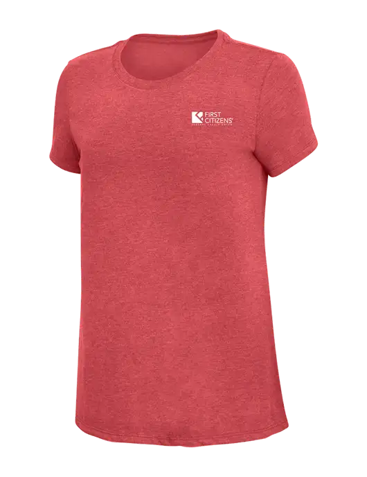 Womens Simply Soft Red Frost 4.5oz Poly/Combed Ring Spun Cotton T-Shirt w/First Citizens' Logo