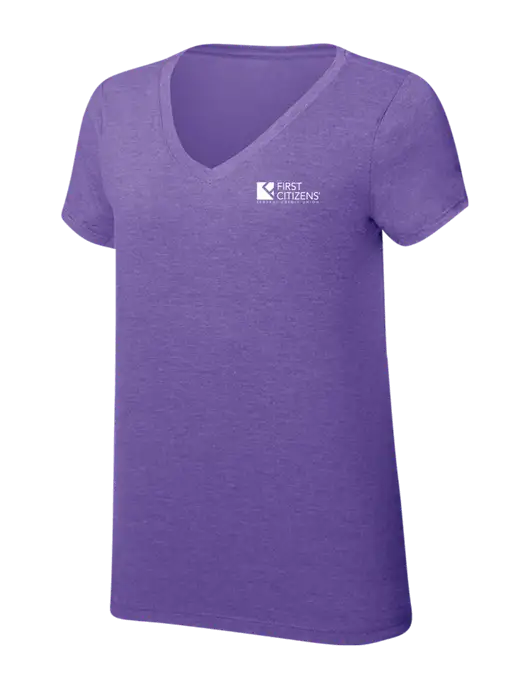 Womens Simply Soft V-Neck Purple Frost 4.5oz  Poly/Combed Ring Spun Cotton T-Shirt w/First Citizens' Logo