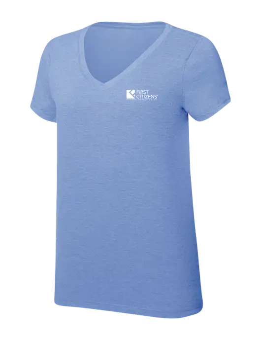 Womens Simply Soft V-Neck Maritime Frost 4.5oz  Poly/Combed Ring Spun Cotton T-Shirt w/First Citizens' Logo
