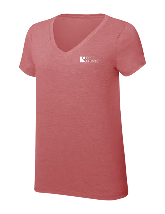 Womens Simply Soft V-Neck Blush Frost 4.5oz  Poly/Combed Ring Spun Cotton T-Shirt w/First Citizens' Logo