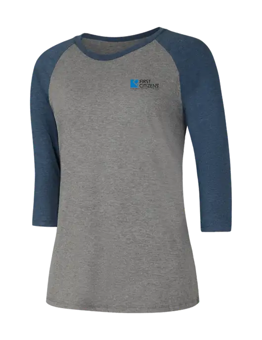 Womens Simply Soft 3/4 Sleeve Navy Frost/Grey Frost Ring Spun Cotton T-Shirt w/First Citizens' Logo