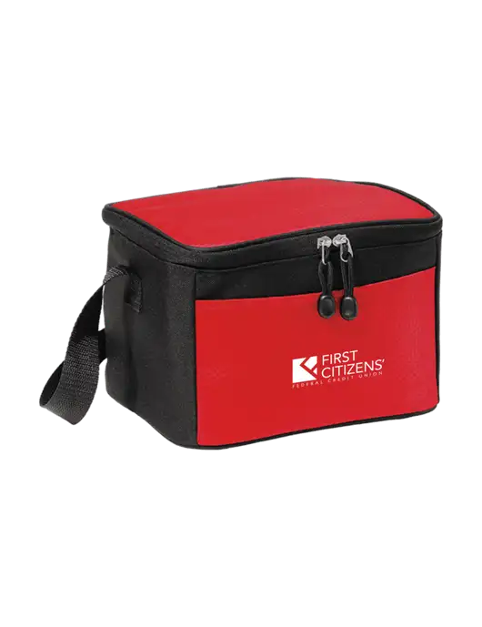 6 Can Red/Black Cube Cooler  w/First Citizens' Logo