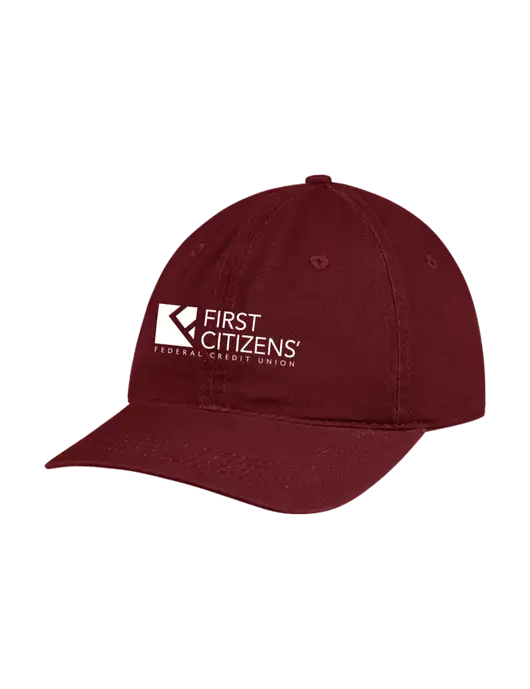 Garment Washed Unstructured Twill Maroon Cap w/First Citizens' Logo