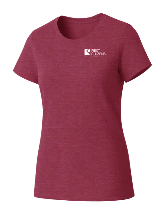 Womens Seriously Soft Heathered Cardinal T-Shirt w/First Citizens' Logo