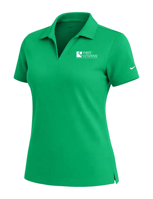 NIKE Kelly Green Womens Dri-Fit Micro Pique Polo w/First Citizens' Logo
