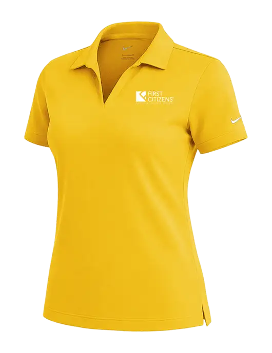 NIKE Yellow Gold Womens Dri-Fit Micro Pique Polo w/First Citizens' Logo