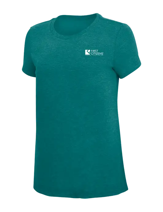 Womens Simply Soft Heathered Dark Teal 4.5oz  Poly/Combed Ring Spun Cotton T-Shirt w/First Citizens' Logo