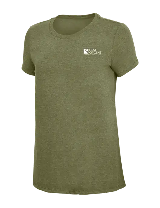 Womens Simply Soft Military Green Frost 4.5oz Poly/Combed Ring Spun Cotton T-Shirt
 w/First Citizens' Logo