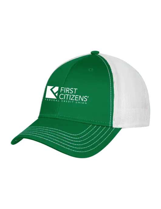 Kelly & White Mesh Trucker Cap Snap Back w/First Citizens' Logo