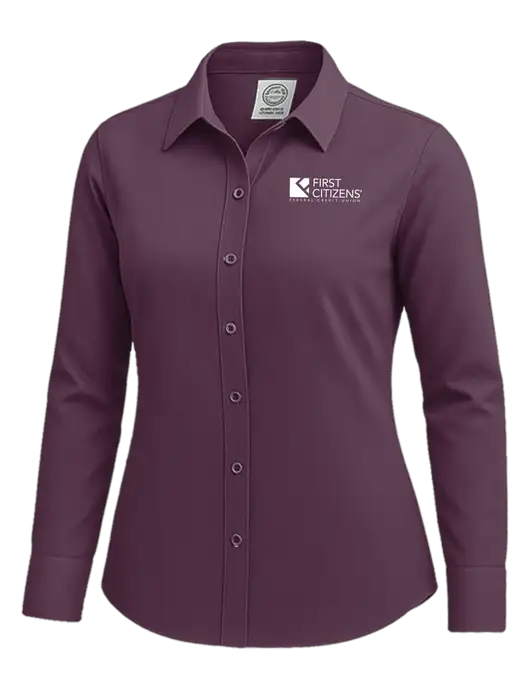 Brooks Brothers Womens Eggplant Wrinkle-Free Stretch Nailhead Shirt w/First Citizens' Logo