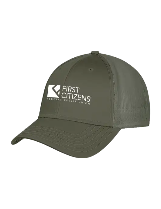 Olive Green Mesh Trucker Cap Snap Back w/First Citizens' Logo