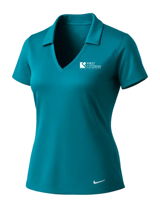 NIKE Dark Teal Womens Dri-Fit Vertical Mesh Polo w/First Citizens' Logo