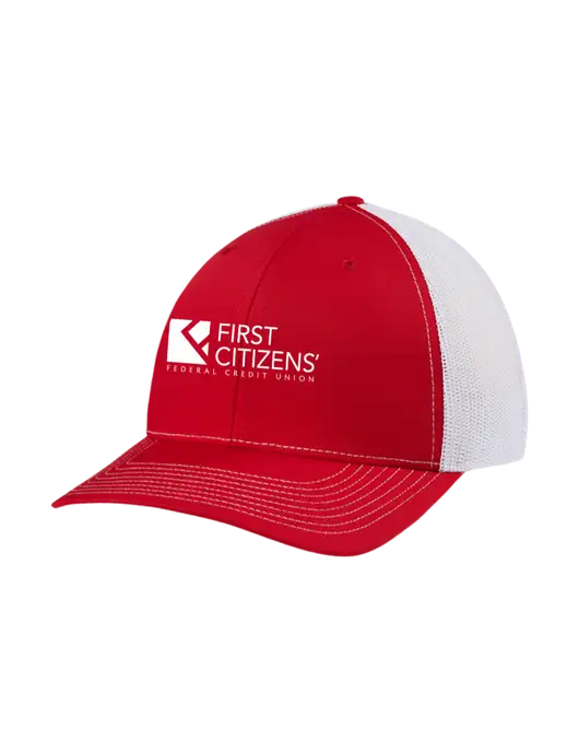 Richardson Adjustable Snapback Original 112 Trucker Cap Red w/White Mesh w/First Citizens' Logo
