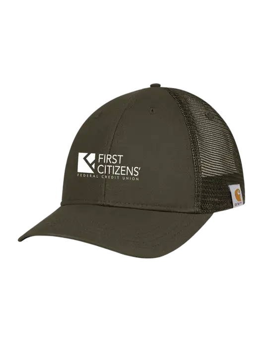 Carhartt Dark Olive Canvas Trucker Cap w/First Citizens' Logo