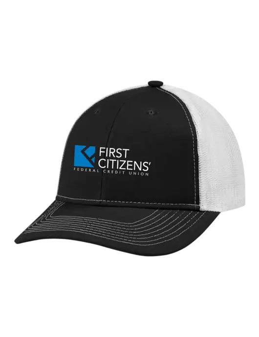 Snapback Ponytail Trucker Cap Black w/White Mesh w/First Citizens' Logo