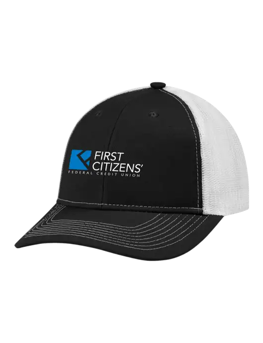 Snapback Ponytail Trucker Cap Black w/White Mesh w/First Citizens' Logo