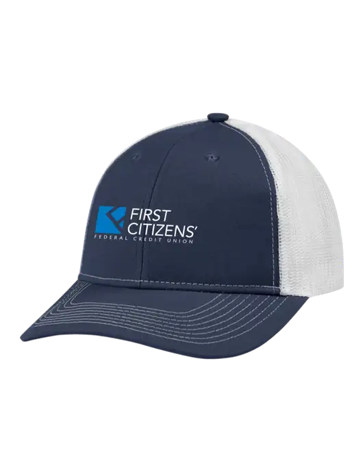 Snapback Ponytail Trucker Cap Navy w/White Mesh w/First Citizens' Logo